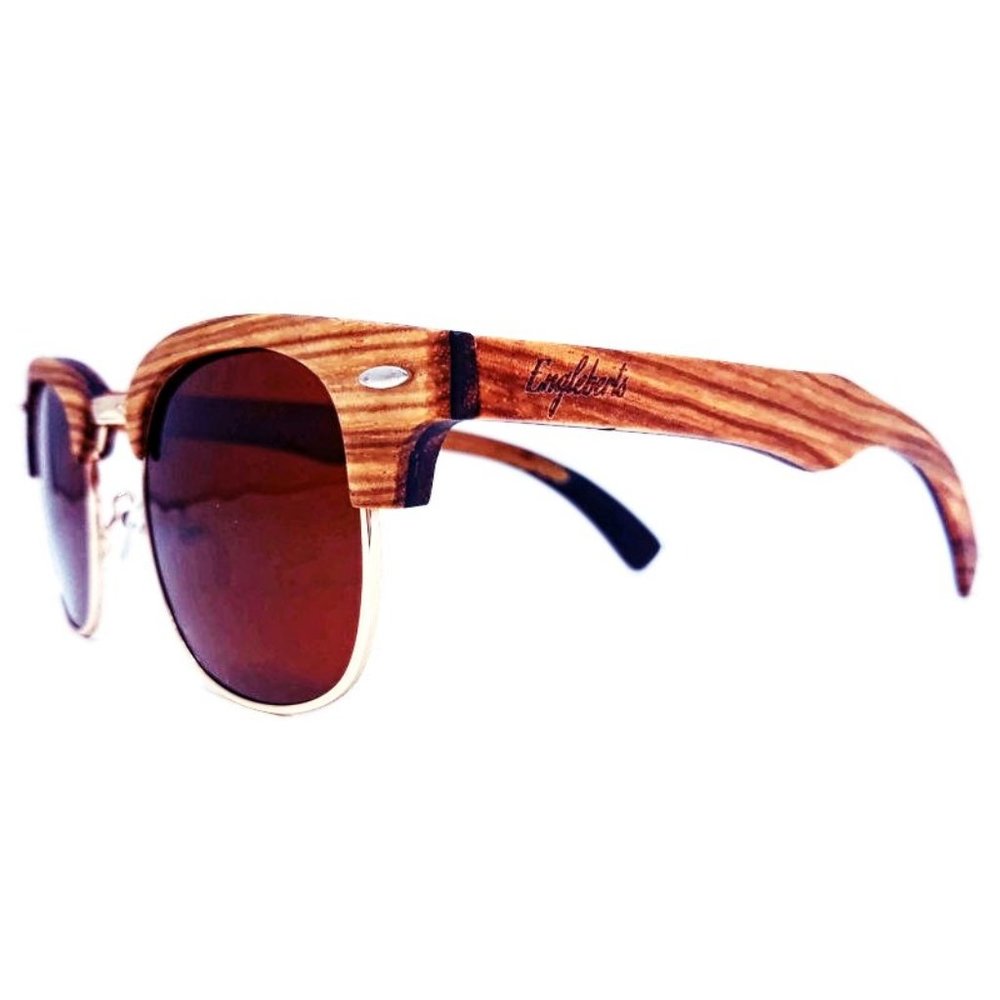 Ebony and ZebraWood Framed Sunglasses, Polarized